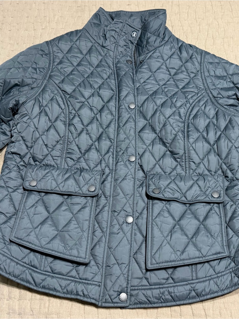 Barbour Quilted Puffer Jacket in Slate Blue US 12
